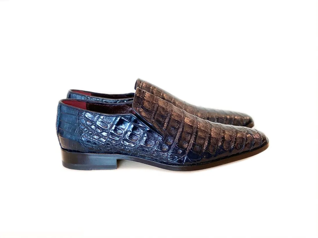 Pelle Exotics Crocodile Schlupf-Loafer Blau