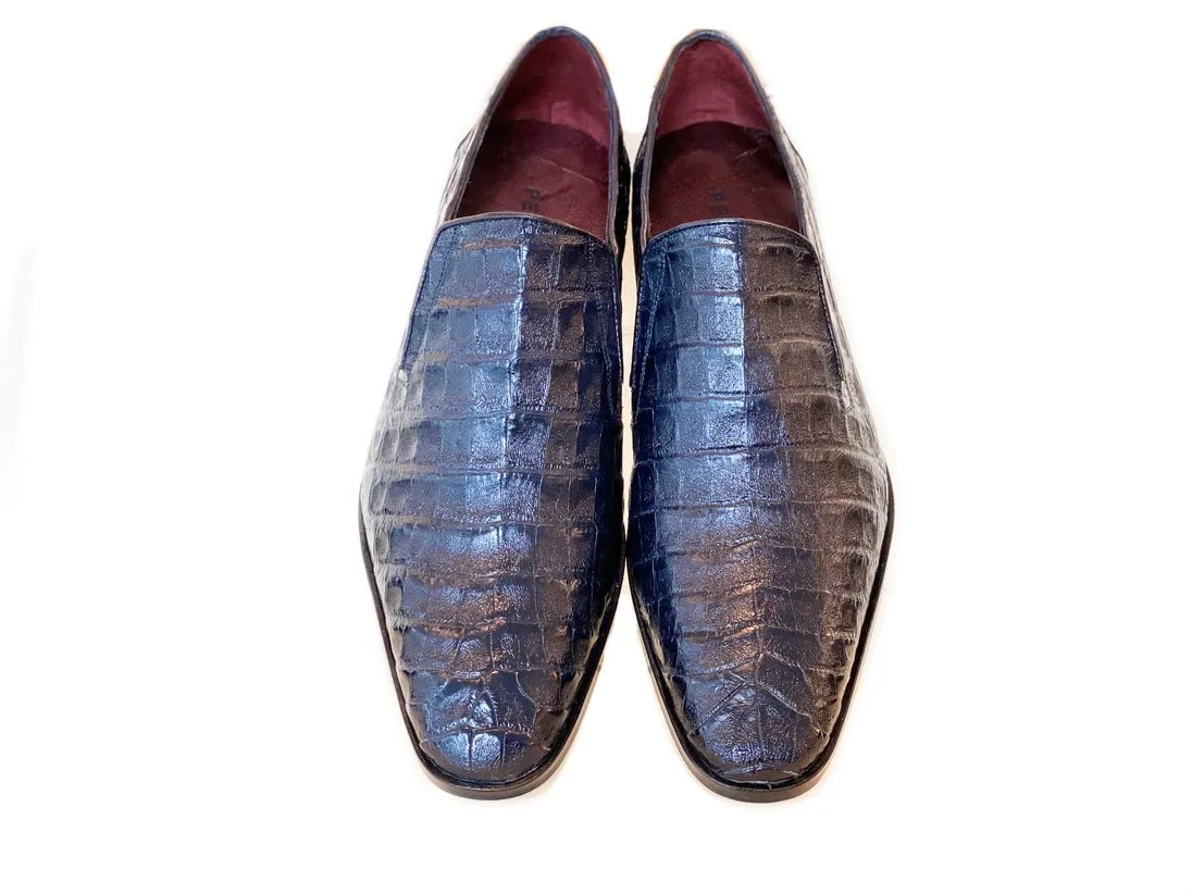 Pelle Exotics Crocodile Schlupf-Loafer Blau