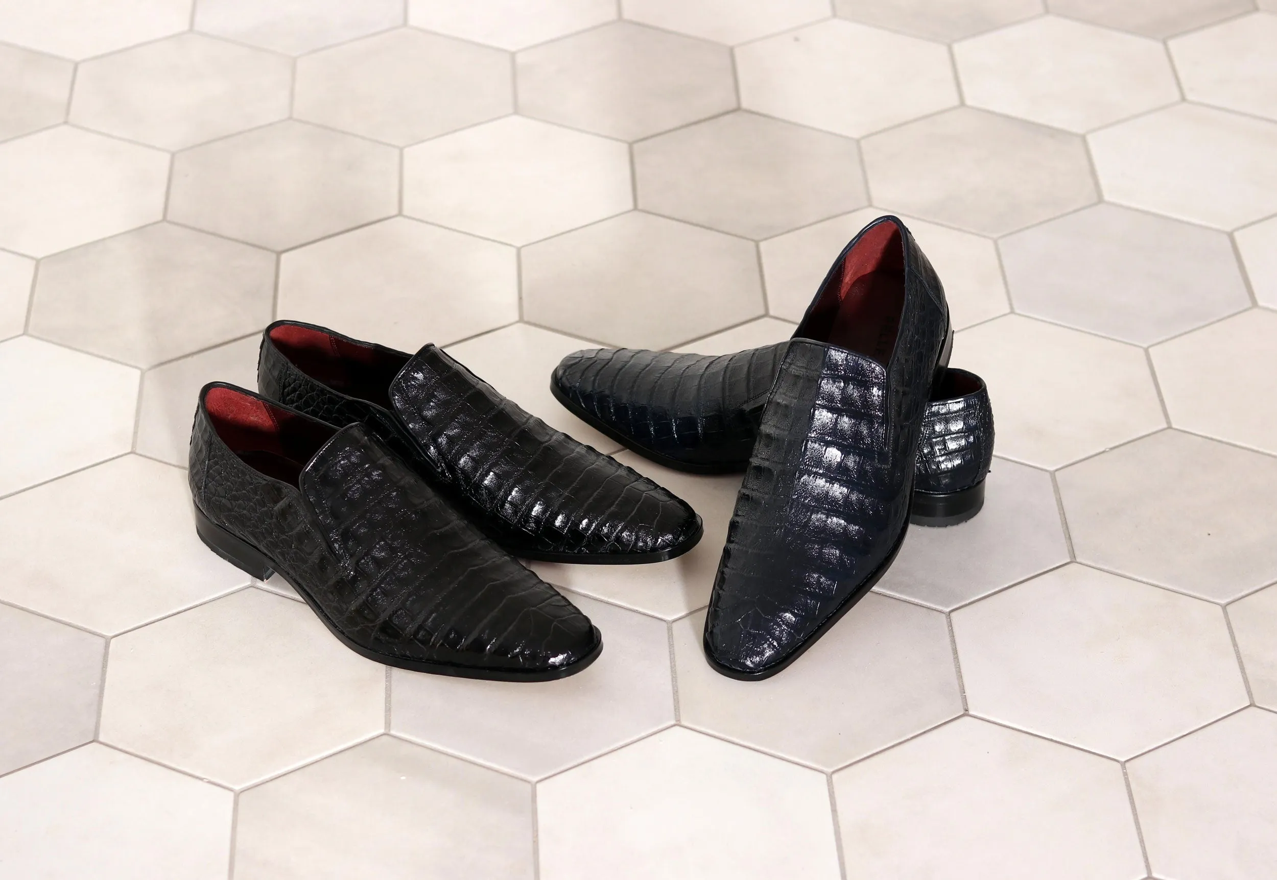 Pelle Exotics Crocodile Schlupf-Loafer Blau