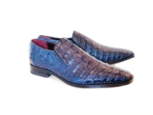 Pelle Exotics Crocodile Schlupf-Loafer Blau