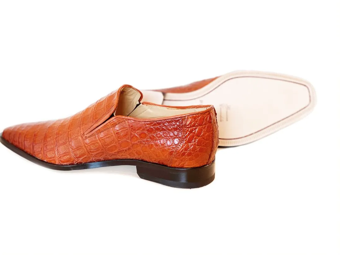 Pelle Exotics Crocodile Schlupf-Loafer in Hellbraun