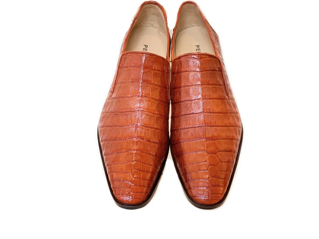 Pelle Exotics Crocodile Schlupf-Loafer in Hellbraun