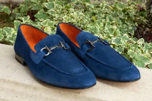 Blaue Wildleder-Loafer