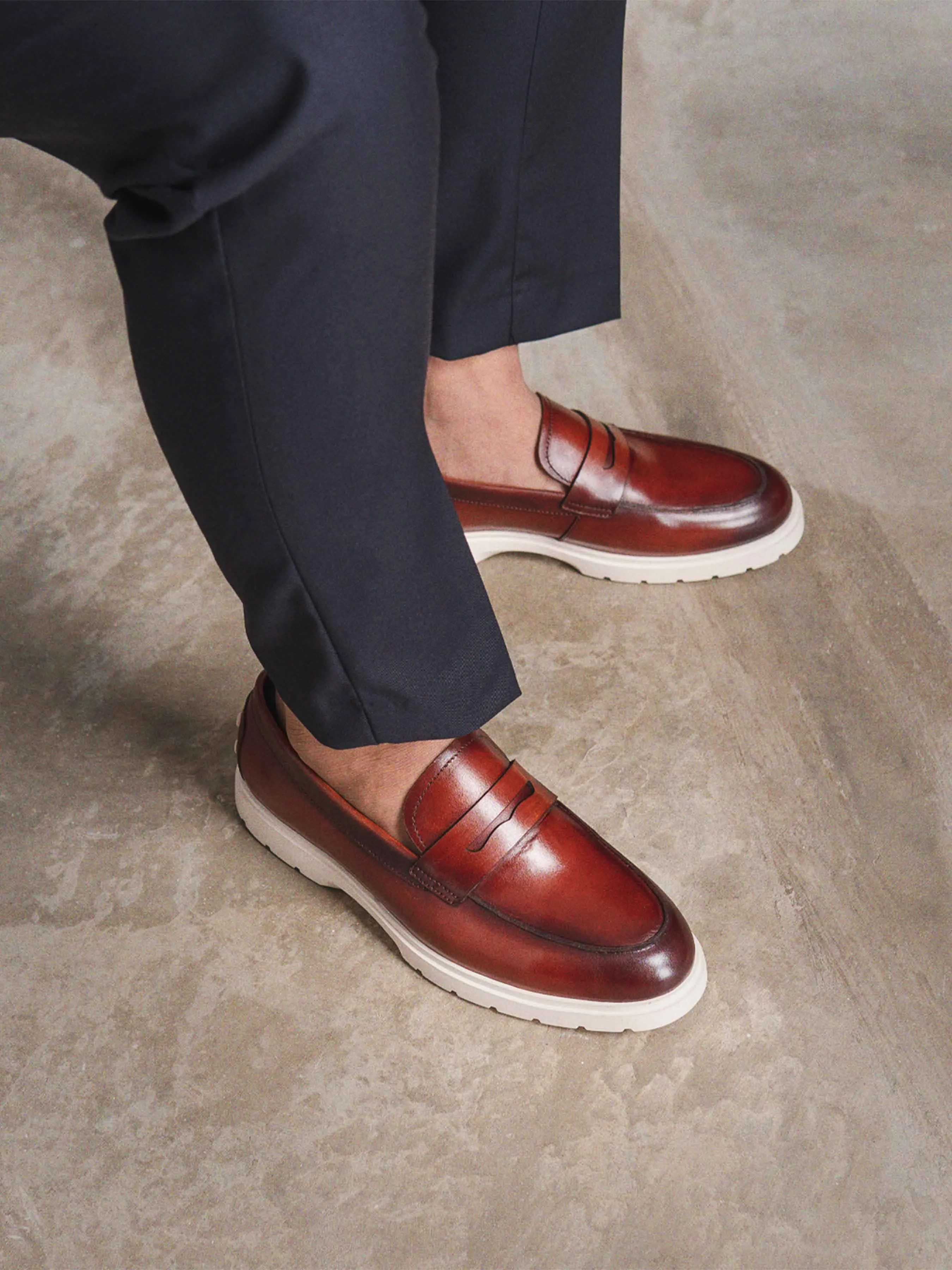Penny Loafer - Cognacfarben (Kreidesohle)