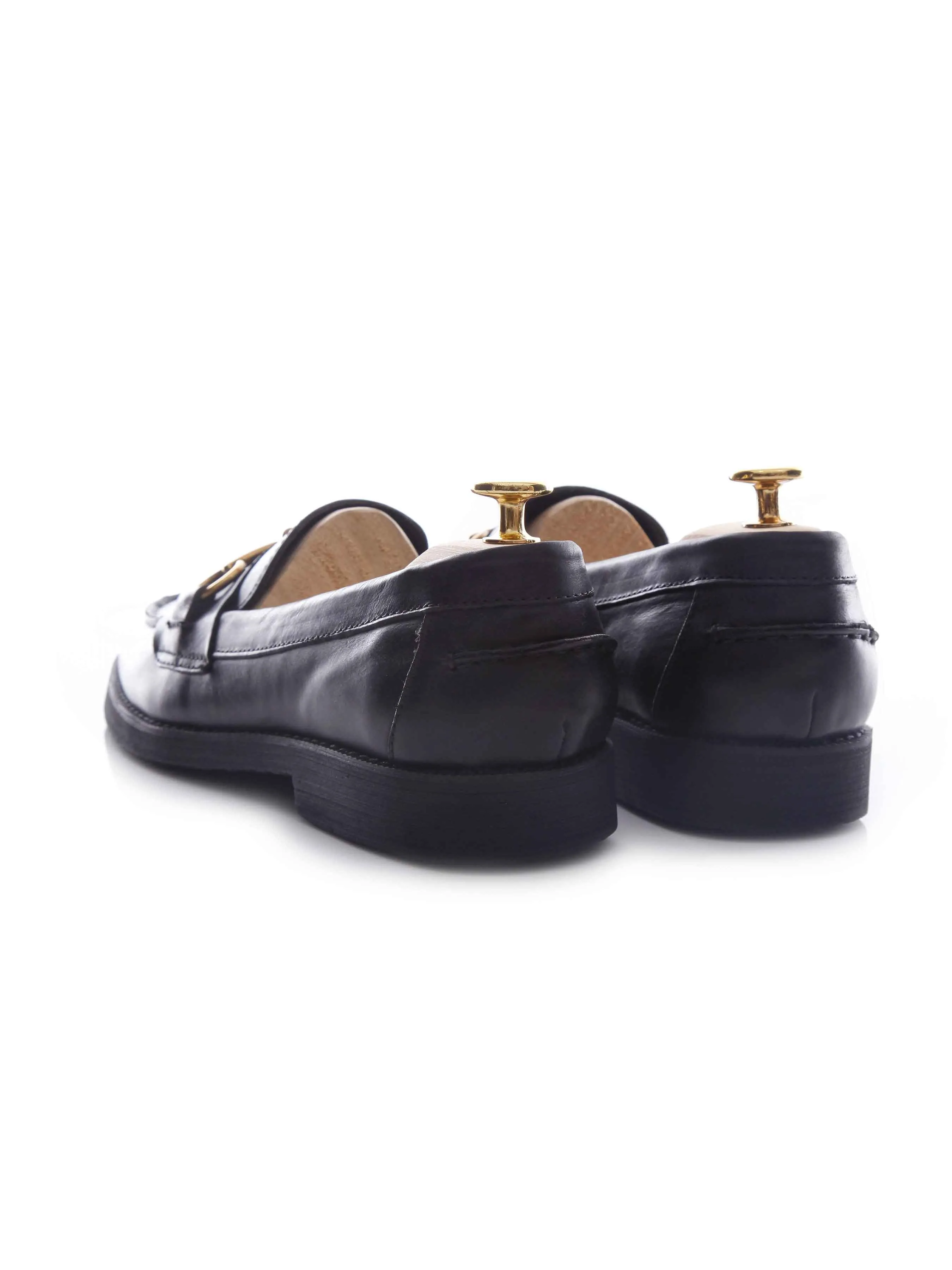 Penny Loafer mit Pferdebit-Verschluss - Schwarzes Leder (Kreppsohle)
