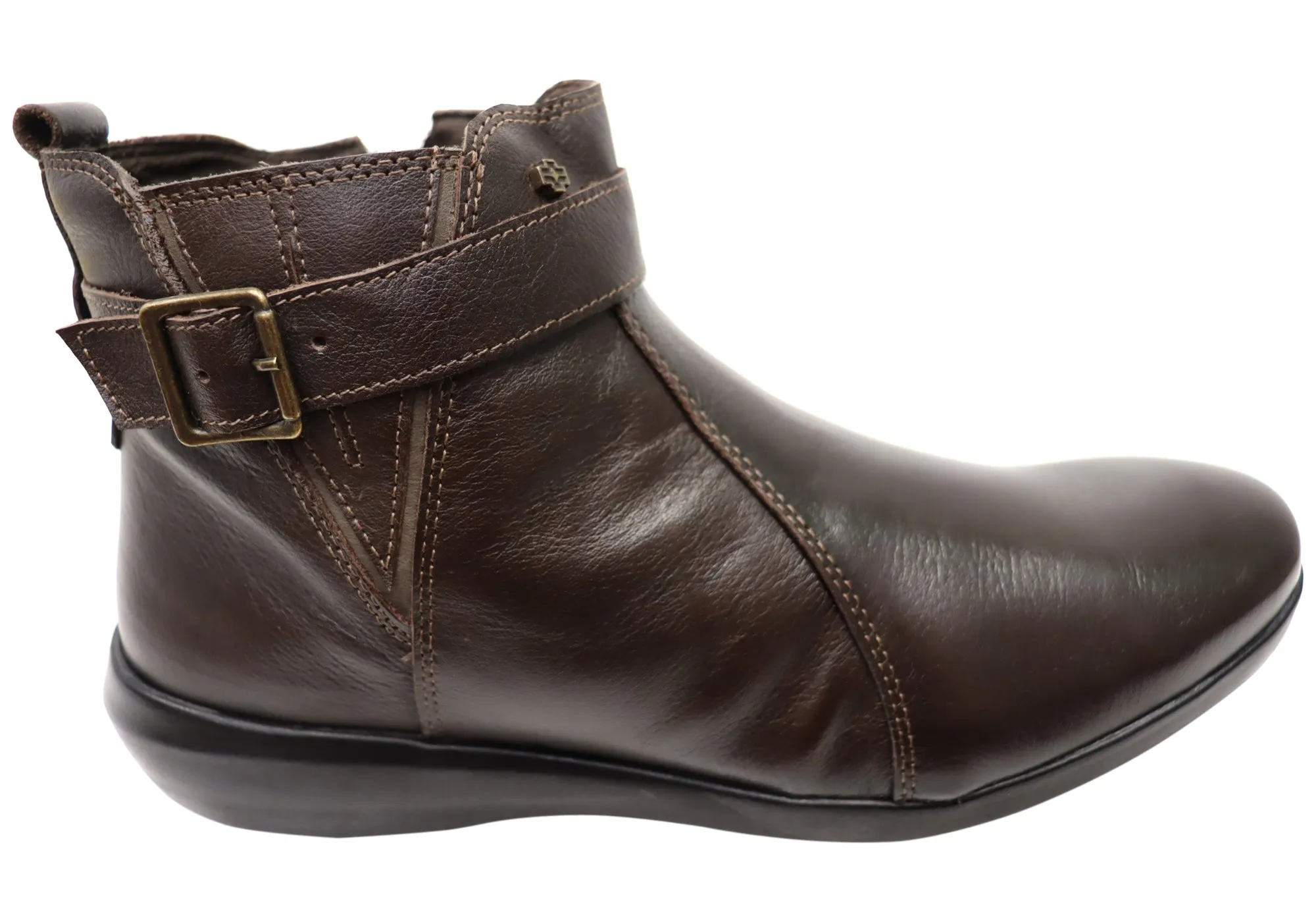 Perlatto Tess Damen Bequeme Leder Knöchelstiefel Hergestellt in Brasilien Perlatto Schuhe