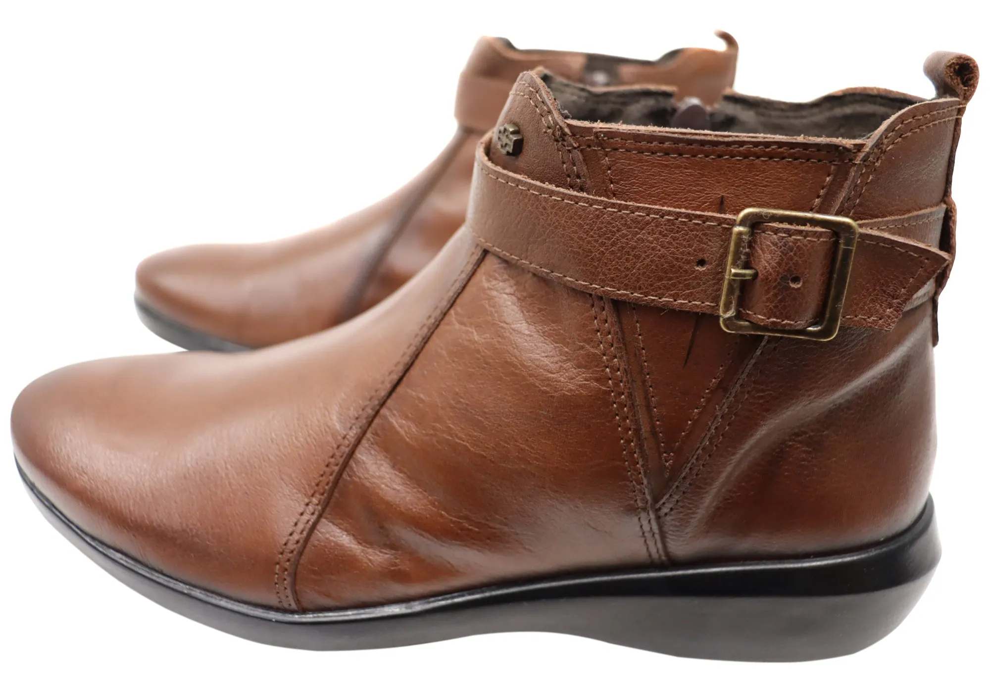 Perlatto Tess Damen Bequeme Leder Knöchelstiefel Hergestellt in Brasilien Perlatto Schuhe