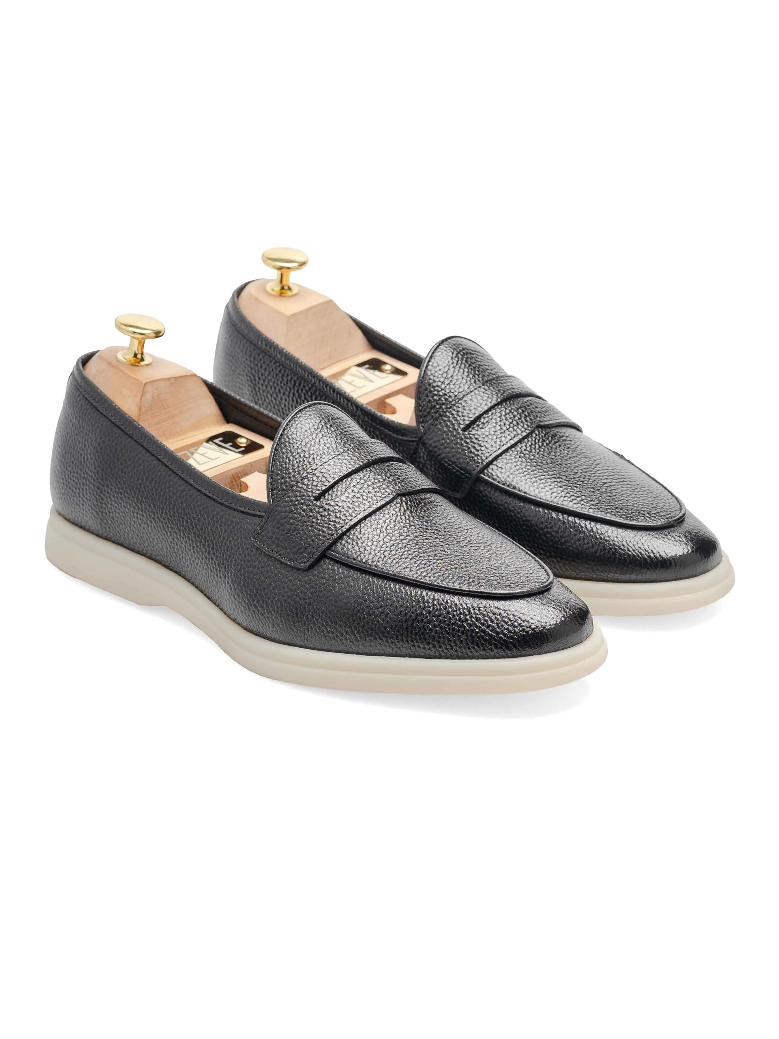 Pietro Belgischer Loafer - Schwarz Pebbled Leder (Soflex-Sohle)