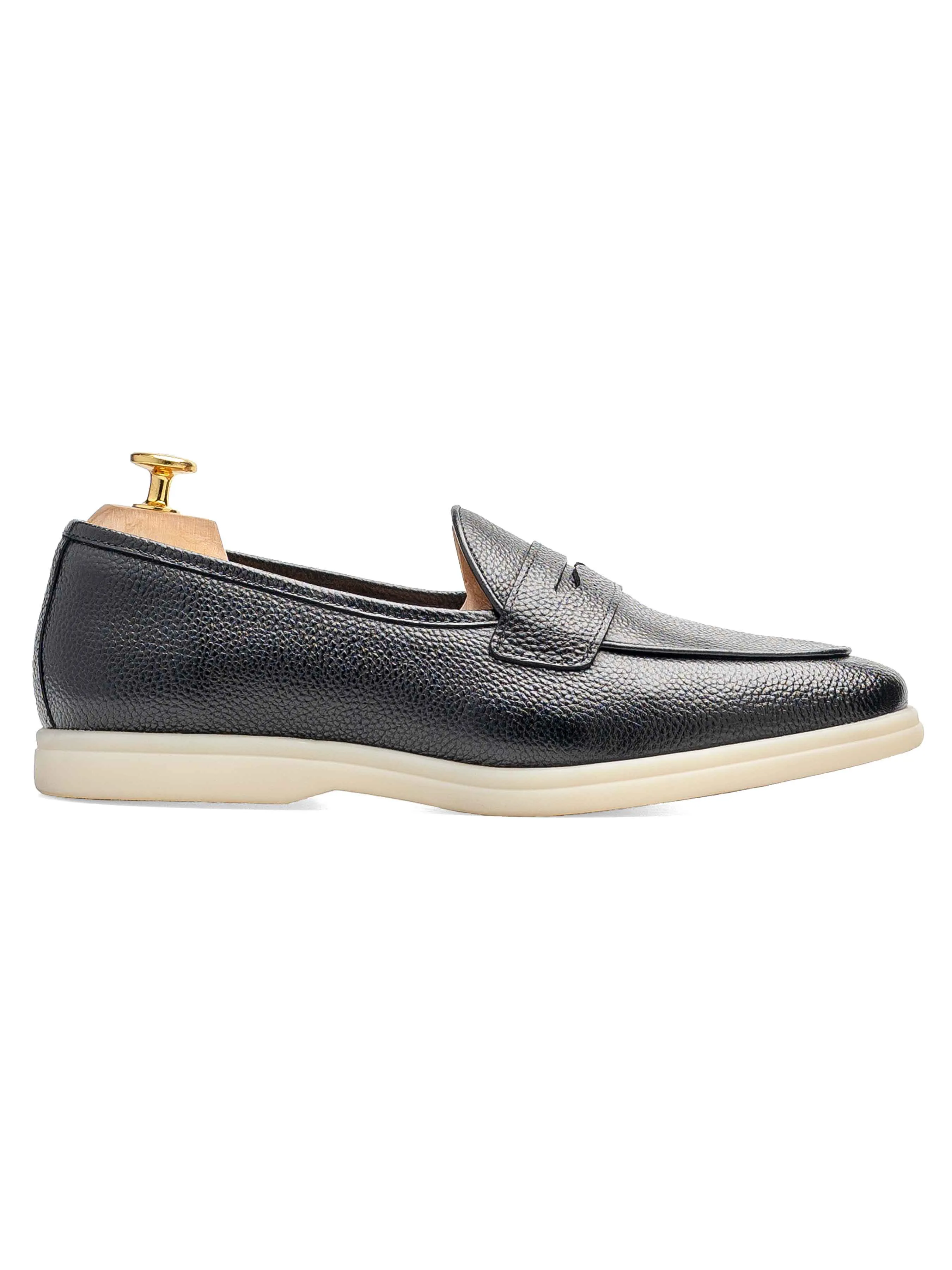 Pietro Belgischer Loafer - Schwarz Pebbled Leder (Soflex-Sohle)