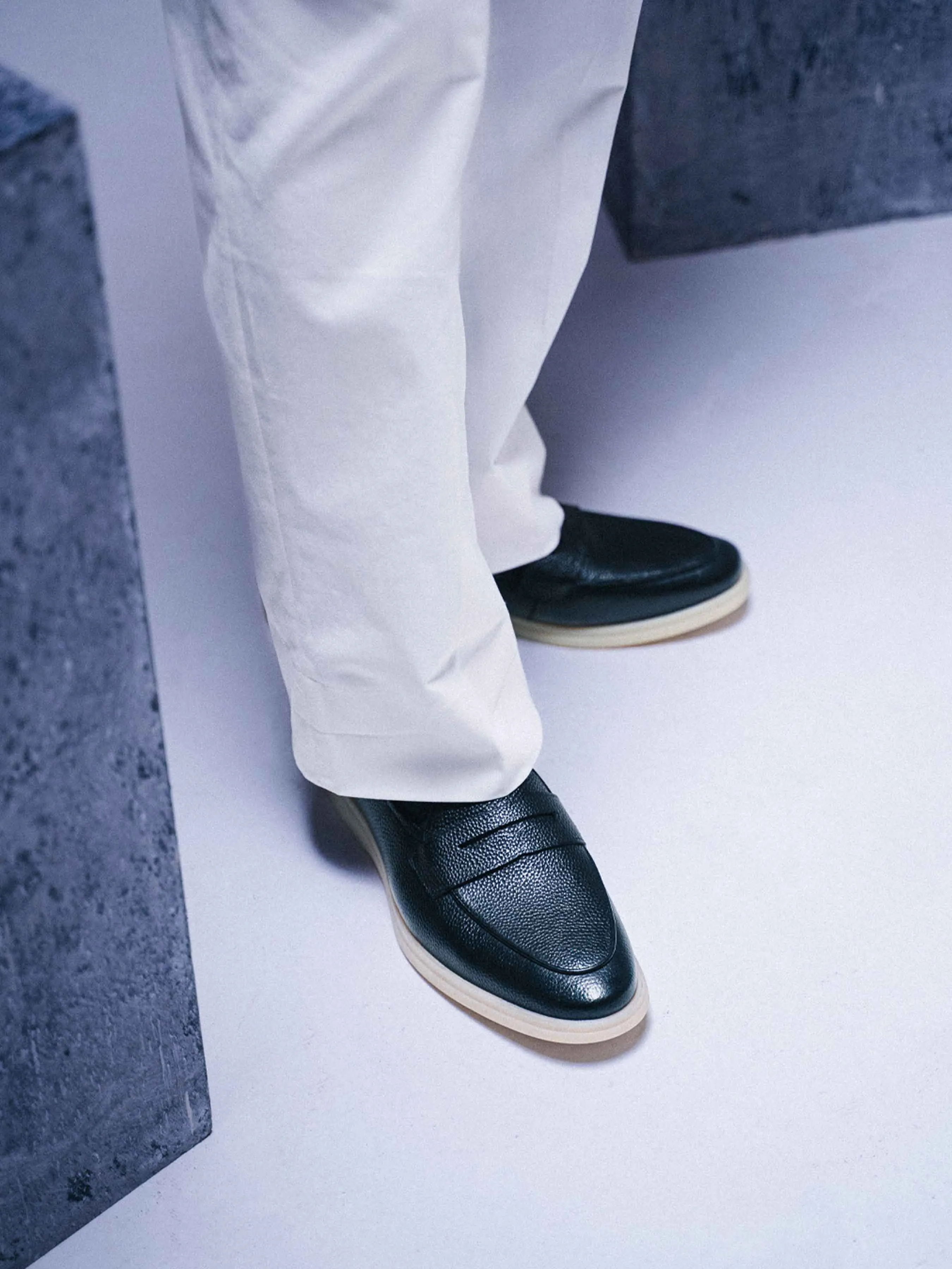 Pietro Belgischer Loafer - Schwarz Pebbled Leder (Soflex-Sohle)