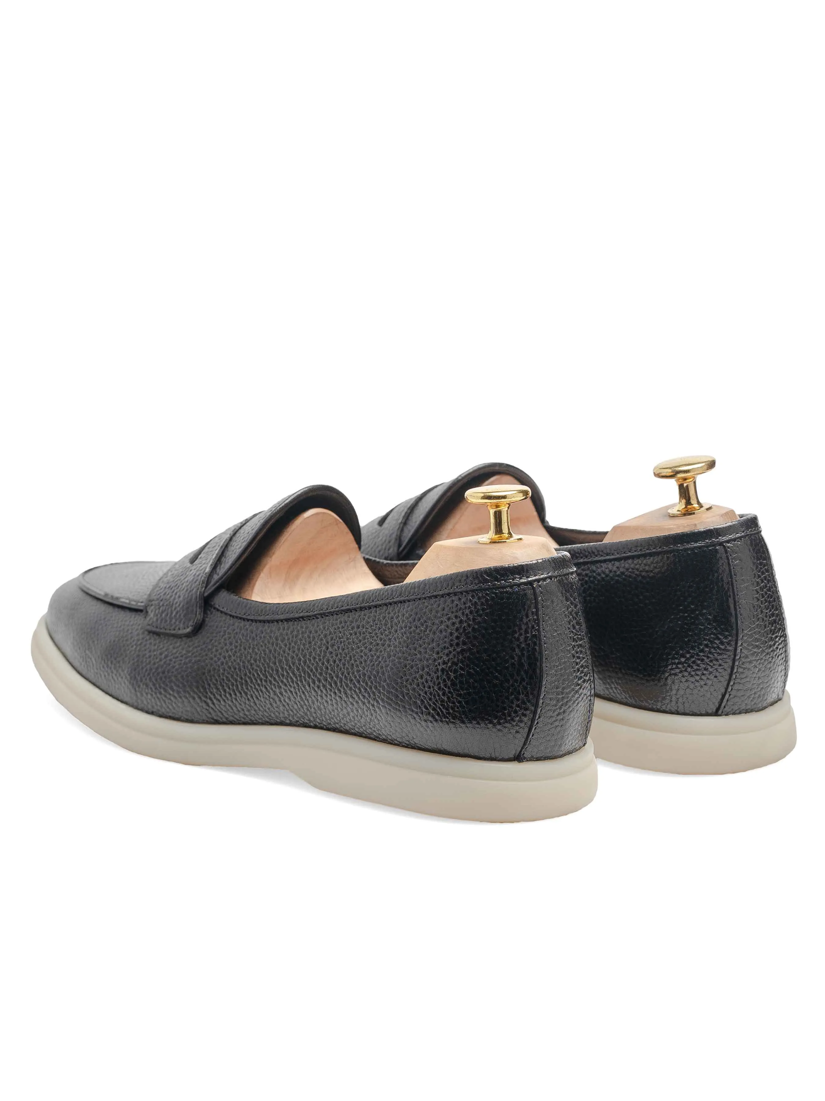 Pietro Belgischer Loafer - Schwarz Pebbled Leder (Soflex-Sohle)