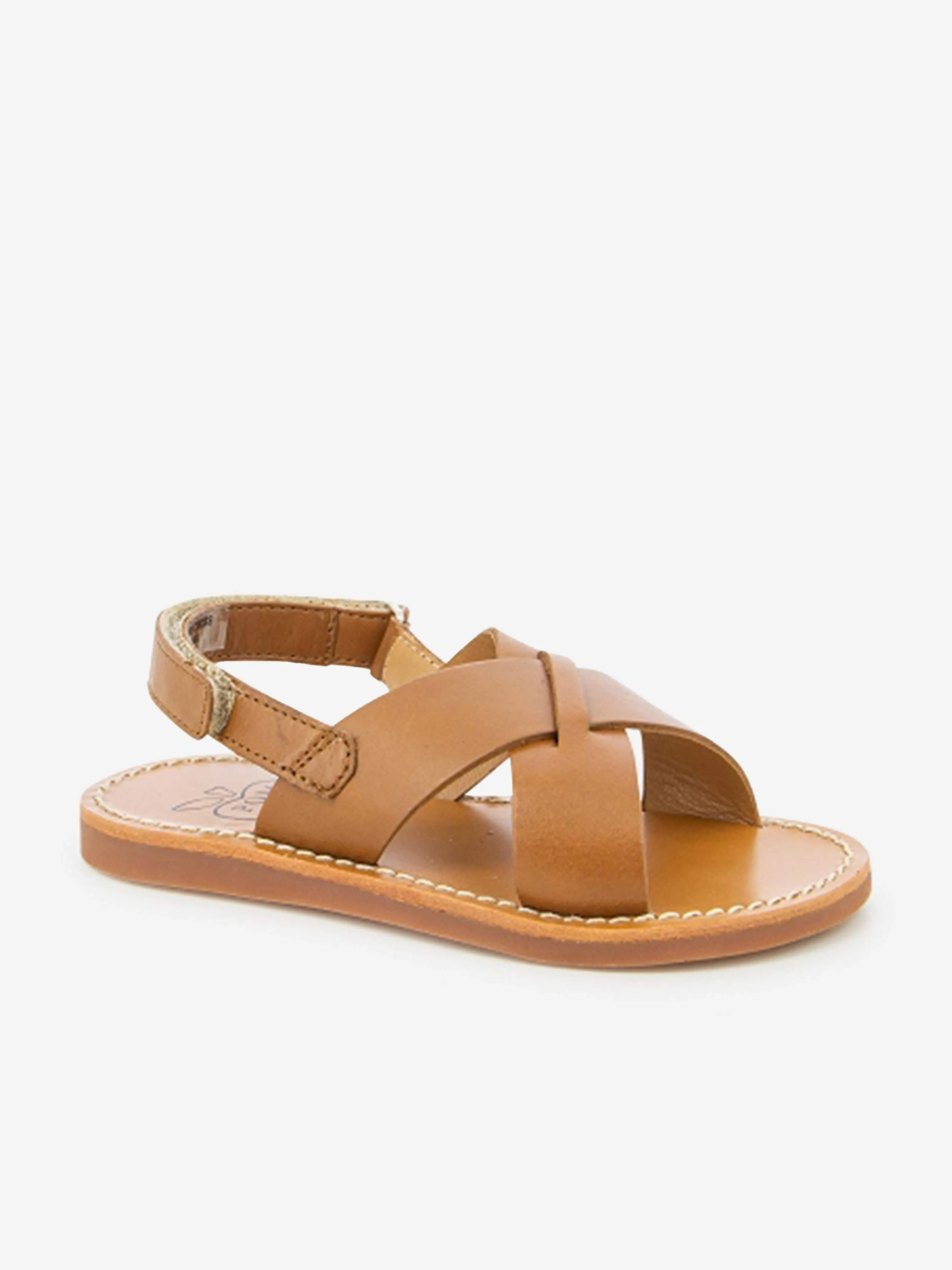 Pom D'Api Kinder Leder Plage Stich Kreuz Sandalen in Braun