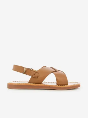Pom D'Api Kinder Leder Plage Stich Kreuz Sandalen in Braun