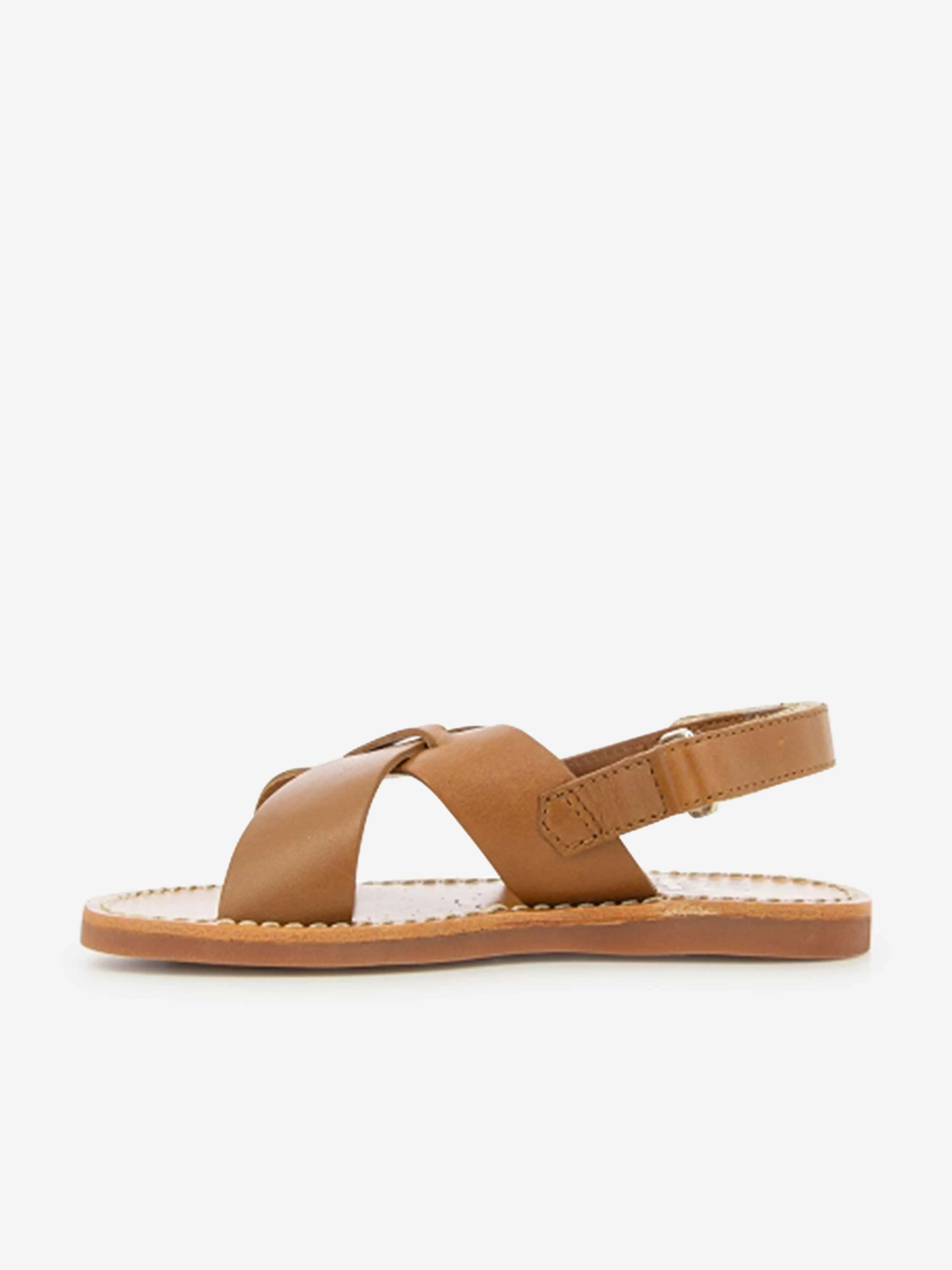 Pom D'Api Kinder Leder Plage Stich Kreuz Sandalen in Braun