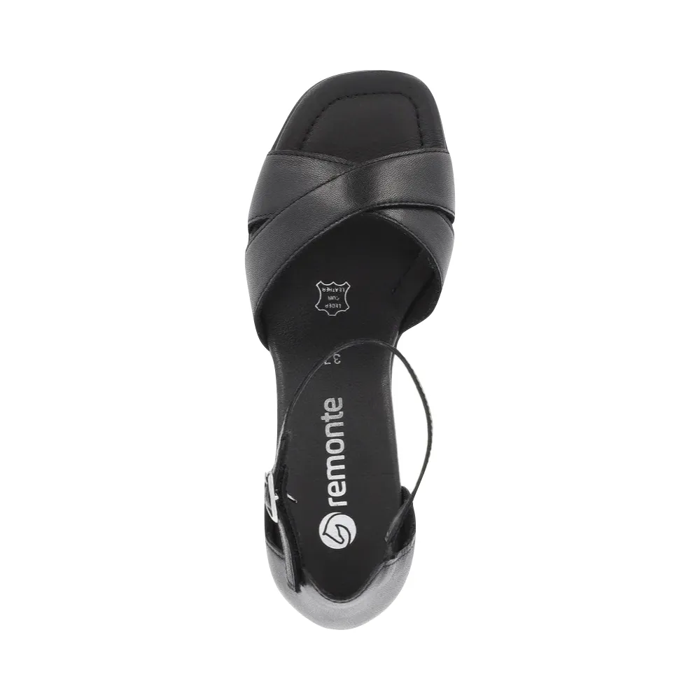Remote Damen Dorina 50 Schwarz Absatz Sandale in Schwarz