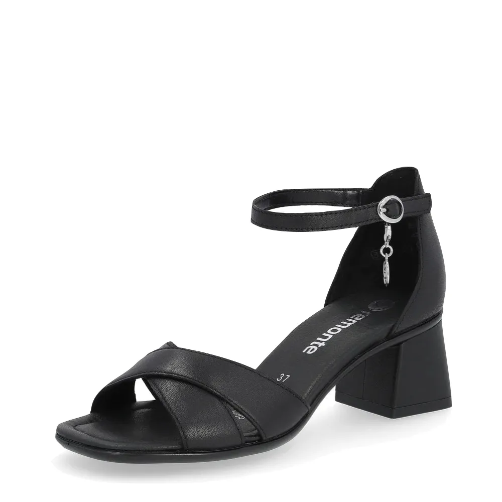 Remote Damen Dorina 50 Schwarz Absatz Sandale in Schwarz