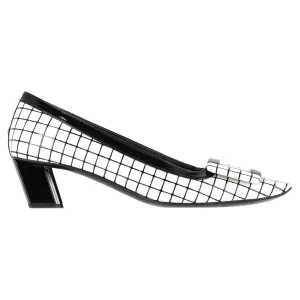 Roger Vivier Belle Vivier Grafik-Gitter-Pumps in Weißem Leder