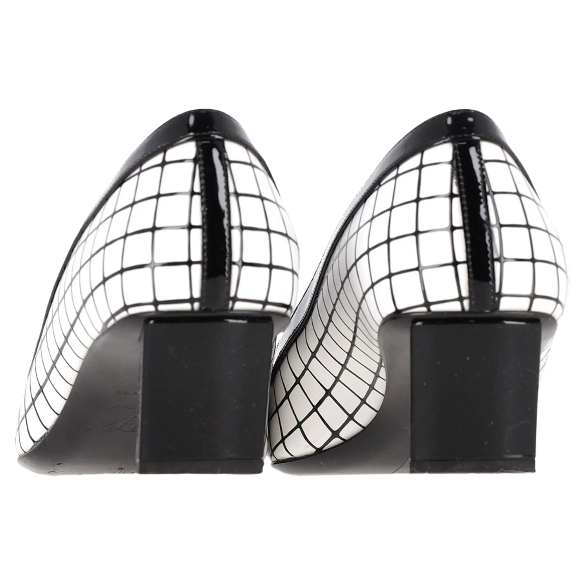 Roger Vivier Belle Vivier Grafik-Gitter-Pumps in Weißem Leder