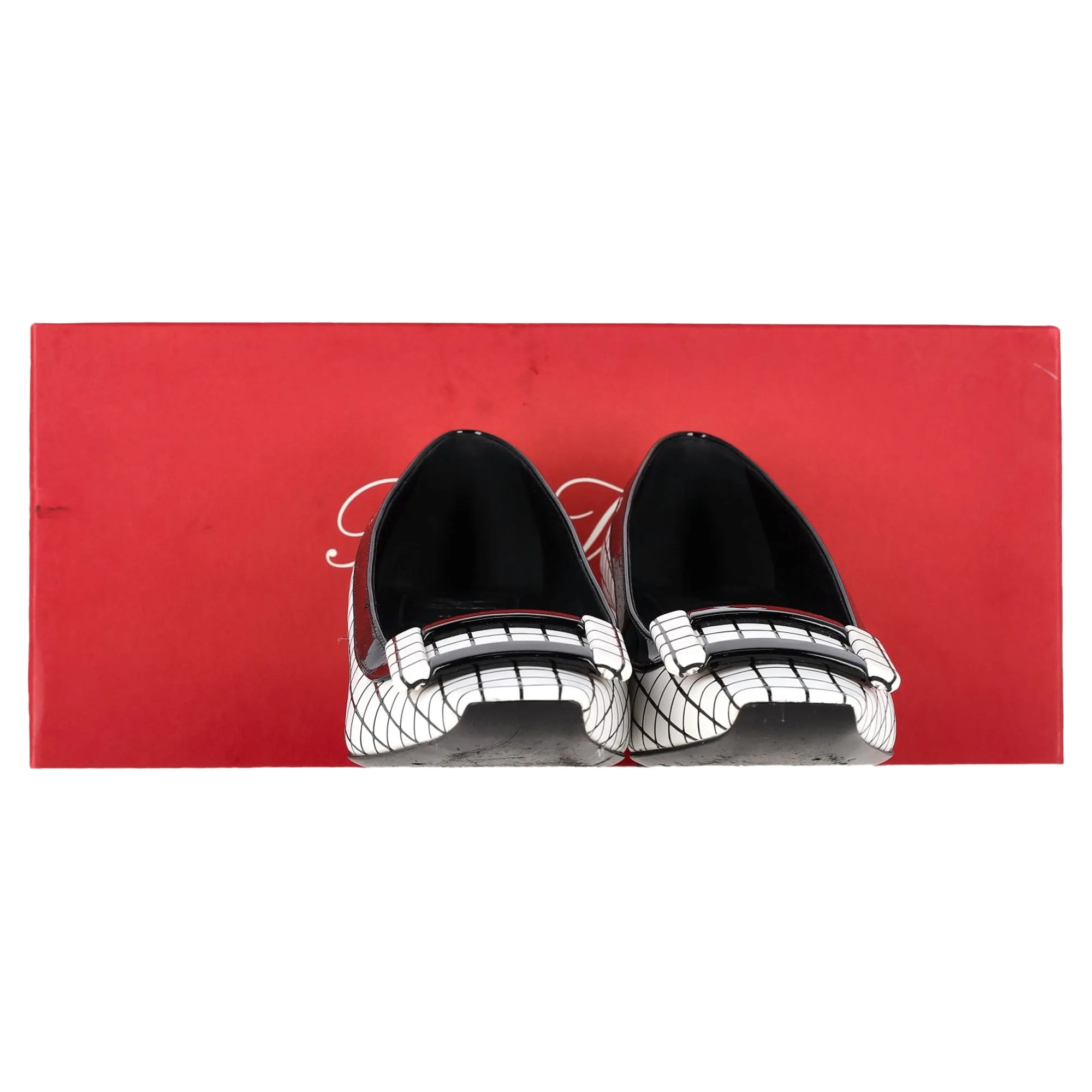 Roger Vivier Belle Vivier Grafik-Gitter-Pumps in Weißem Leder