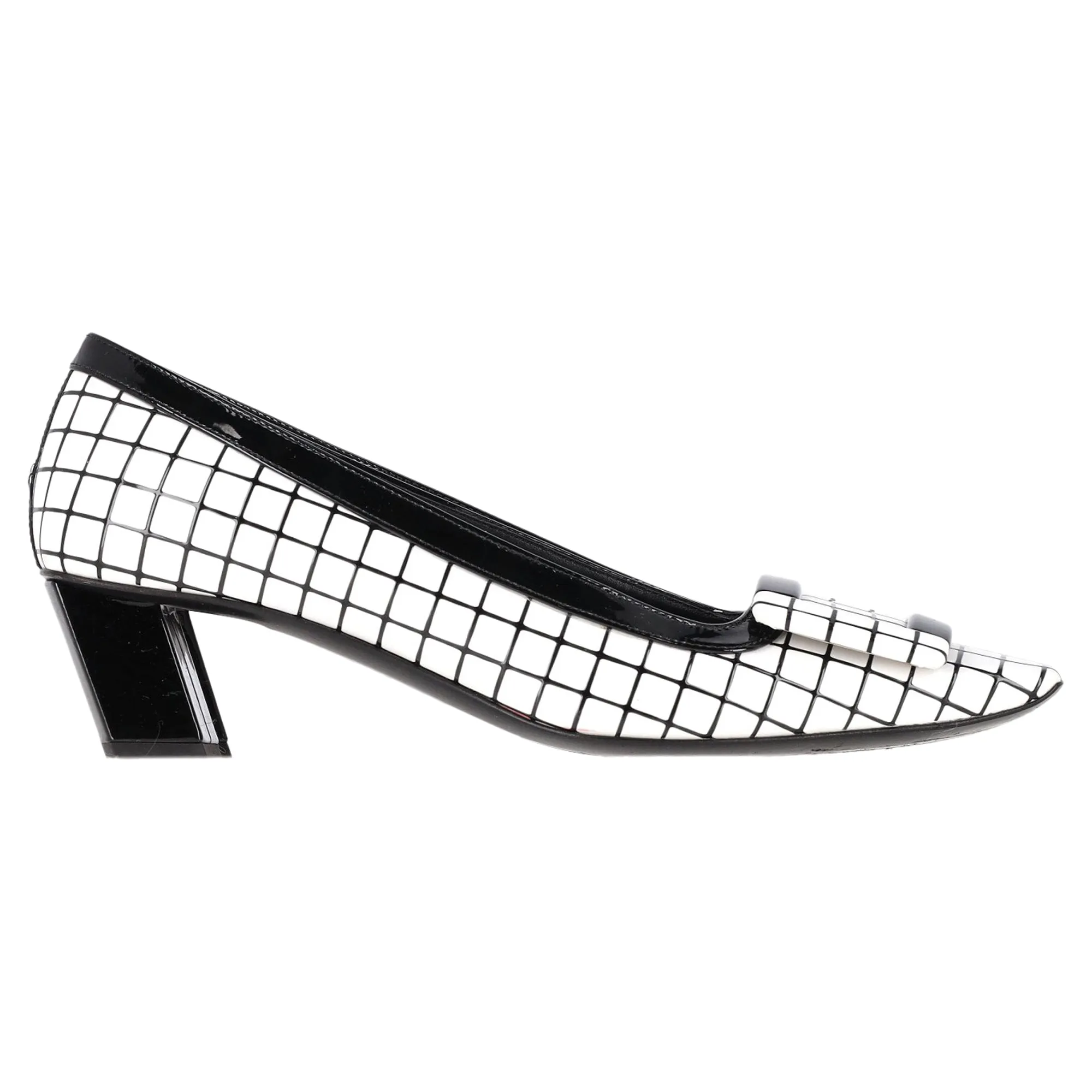 Roger Vivier Belle Vivier Grafik-Gitter-Pumps in Weißem Leder