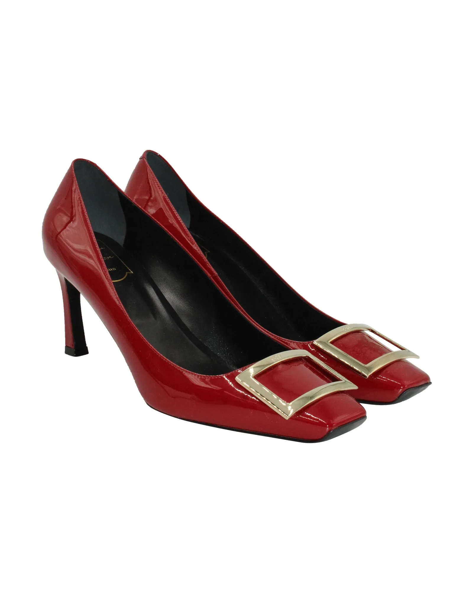Roger Vivier Trompette 70 Metall-Schnalle Pumps in Rotem Lackleder
