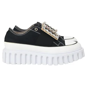 Roger Vivier Viv' Go-Thick Verzierter Schnallen-Slip-On-Sneaker in Schwarz Canvas