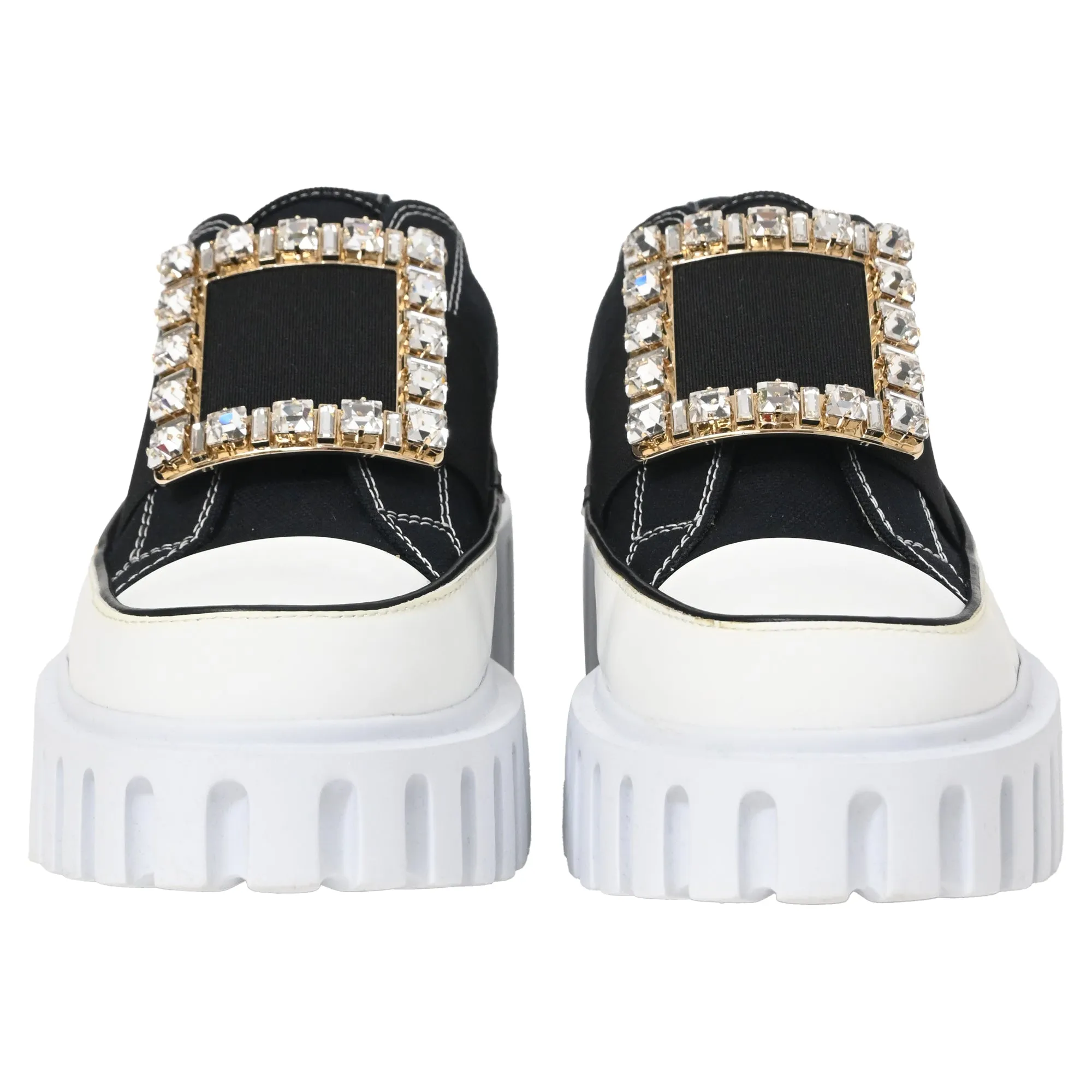 Roger Vivier Viv' Go-Thick Verzierter Schnallen-Slip-On-Sneaker in Schwarz Canvas