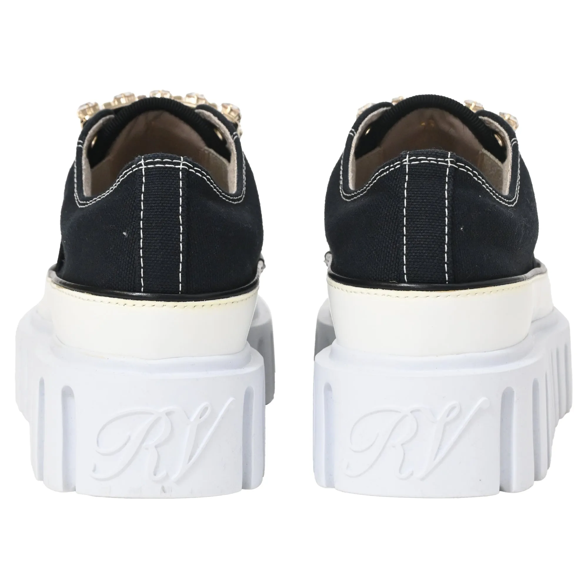 Roger Vivier Viv' Go-Thick Verzierter Schnallen-Slip-On-Sneaker in Schwarz Canvas