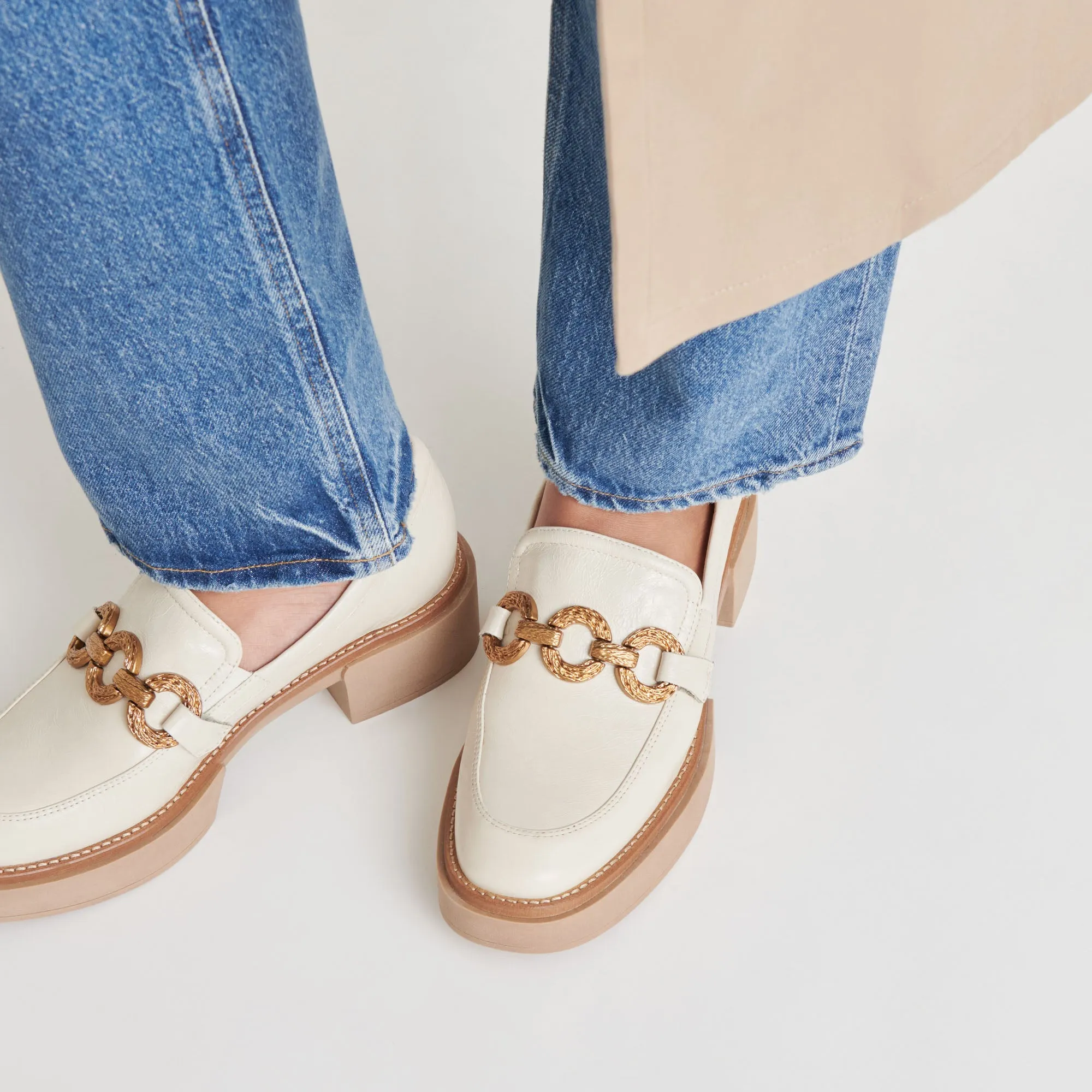 SHEENA LOAFERS ELFENBEIN CRINKLE GLANZLEDER