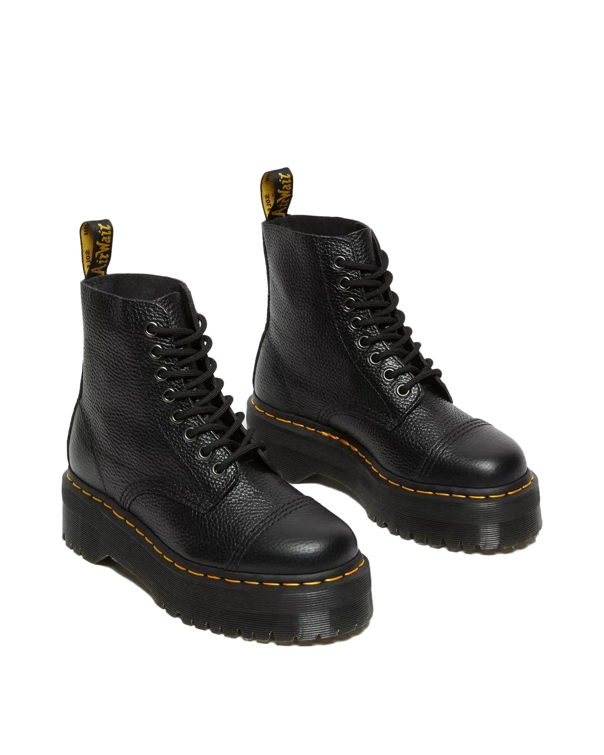 Sinclair Milled Nappa Leder Plateau Stiefel in Schwarz Milled Napa