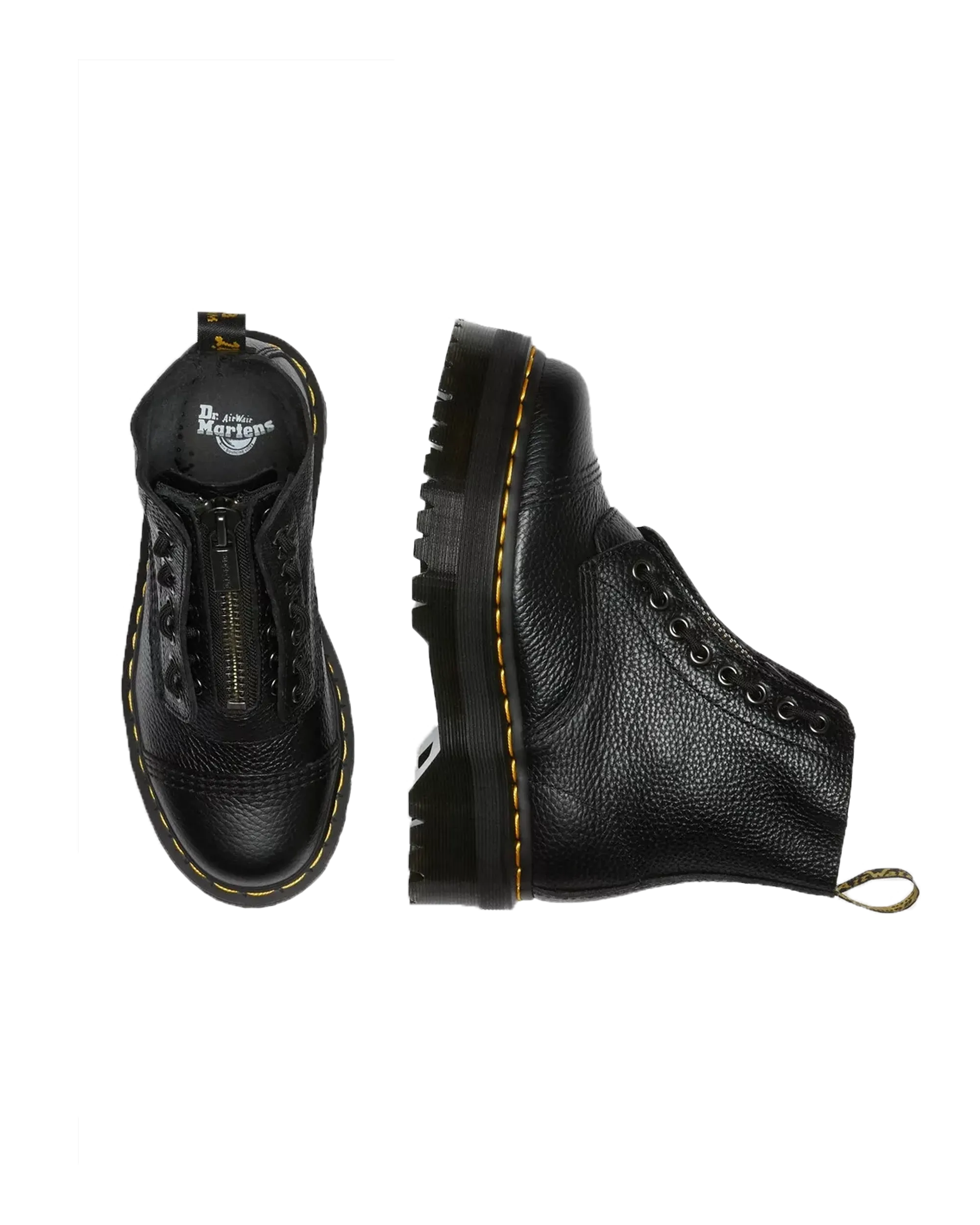 Sinclair Milled Nappa Leder Plateau Stiefel in Schwarz Milled Napa