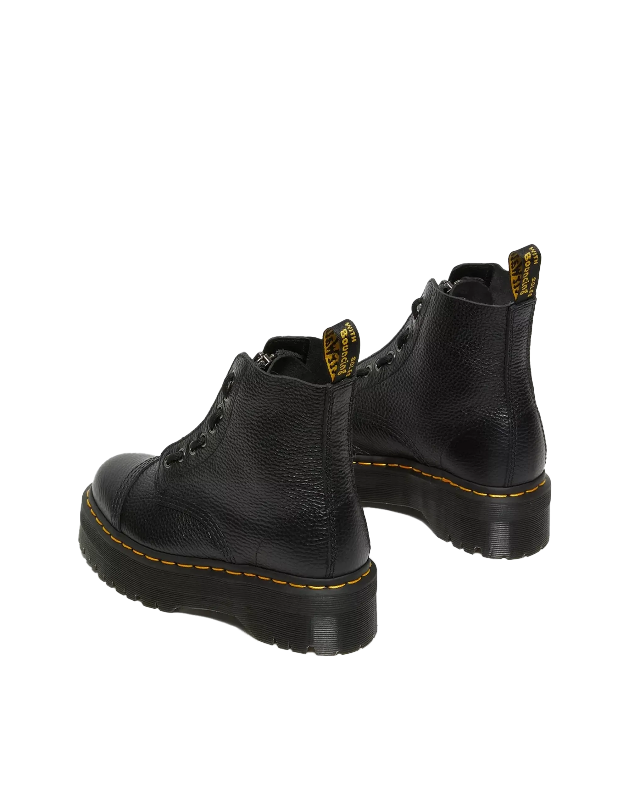 Sinclair Milled Nappa Leder Plateau Stiefel in Schwarz Milled Napa