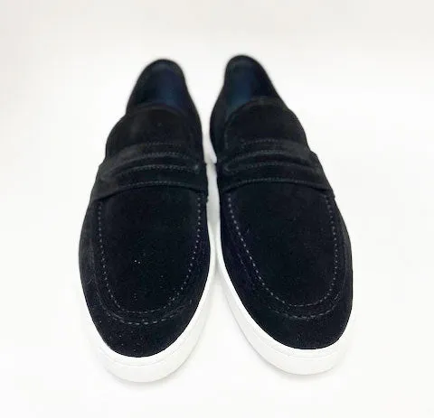 Suede Schlupf-Loafer Schwarz