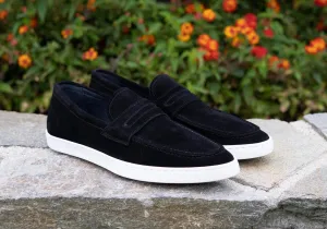 Suede Schlupf-Loafer Schwarz