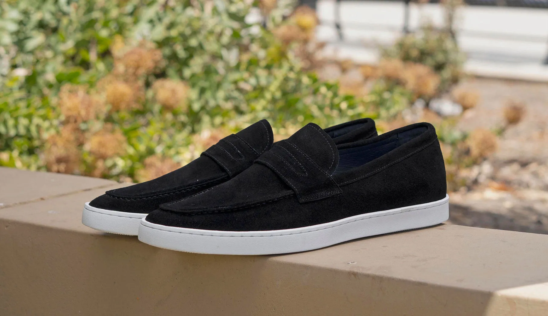 Suede Schlupf-Loafer Schwarz