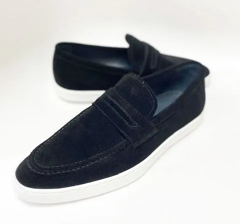 Suede Schlupf-Loafer Schwarz