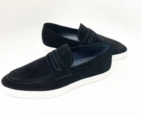 Suede Schlupf-Loafer Schwarz