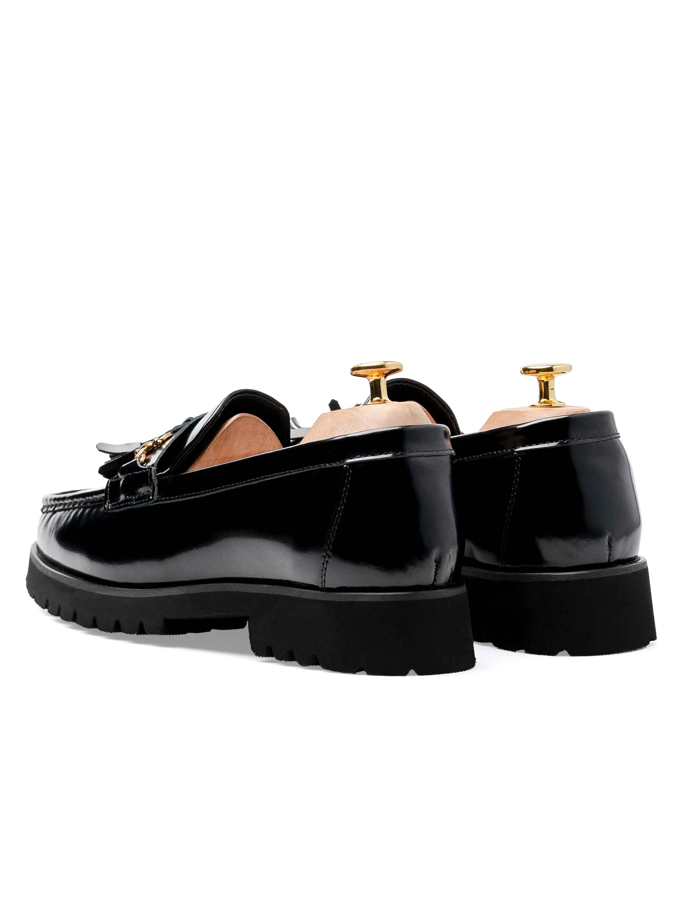 Quaste Moccasin Schnalle Loafer - Schwarz Lackleder (Eva Combat)