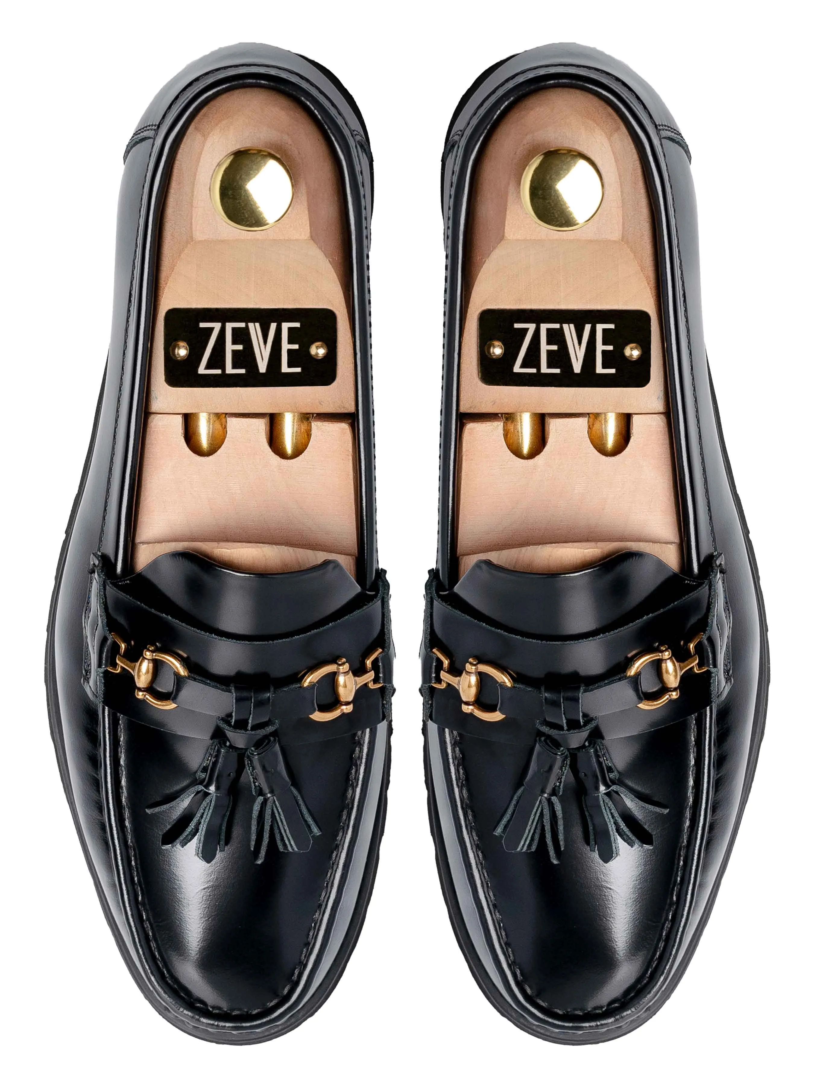 Quaste Moccasin Schnalle Loafer - Schwarz Lackleder (Eva Combat)