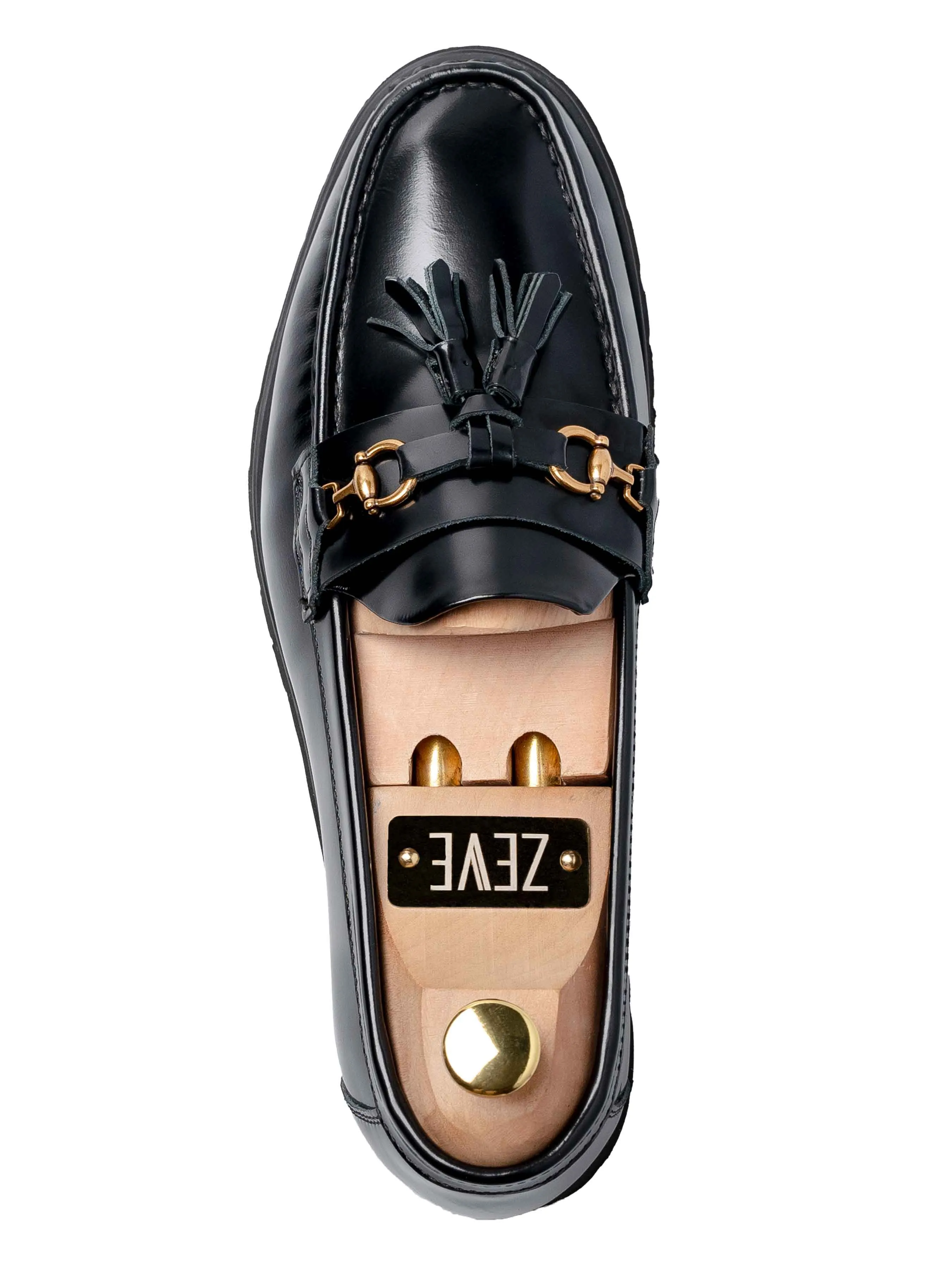 Quaste Moccasin Schnalle Loafer - Schwarz Lackleder (Eva Combat)