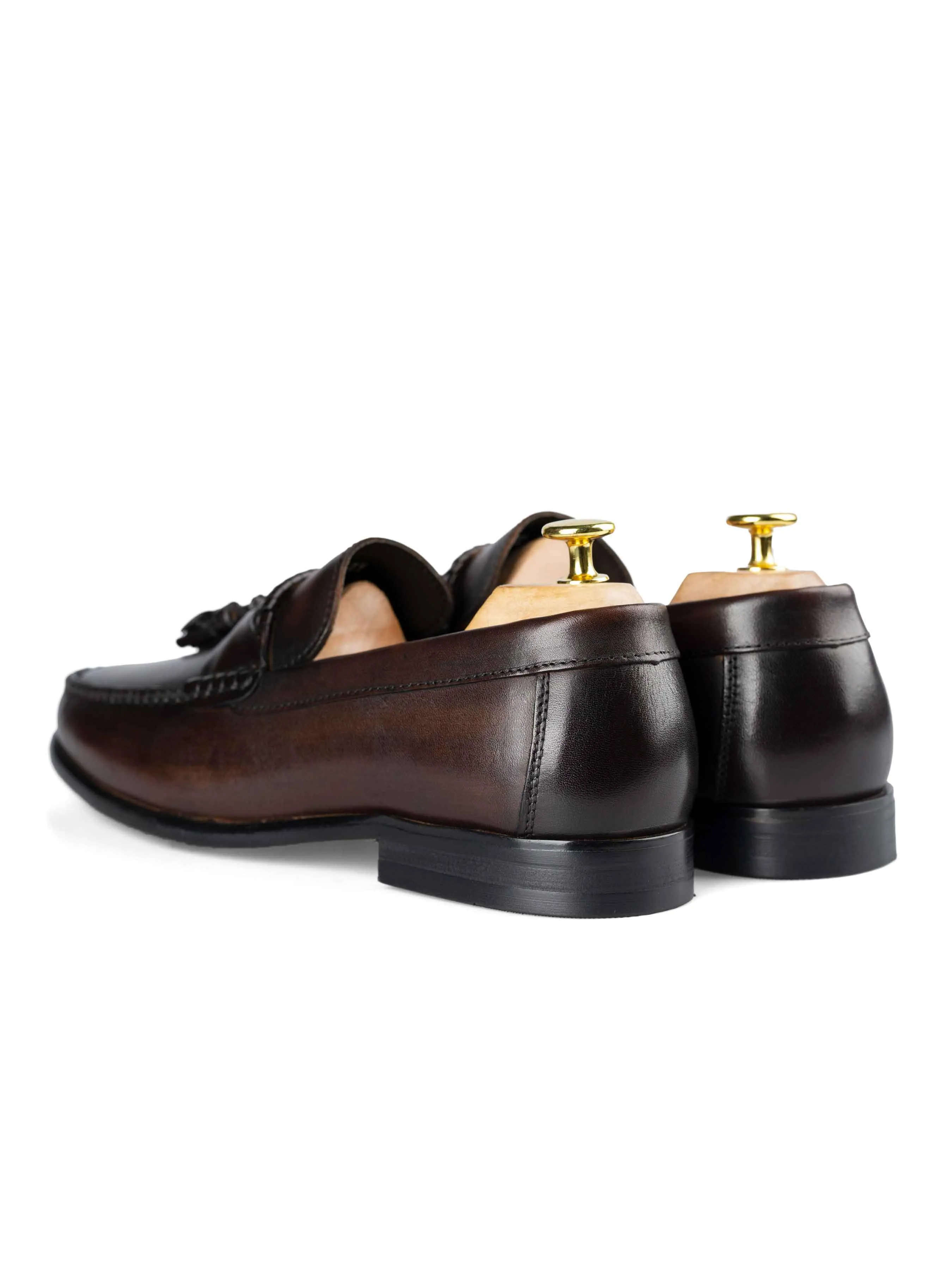 Quaste Moccasin Loafer - Dunkelbraun (Handbemalte Patina)