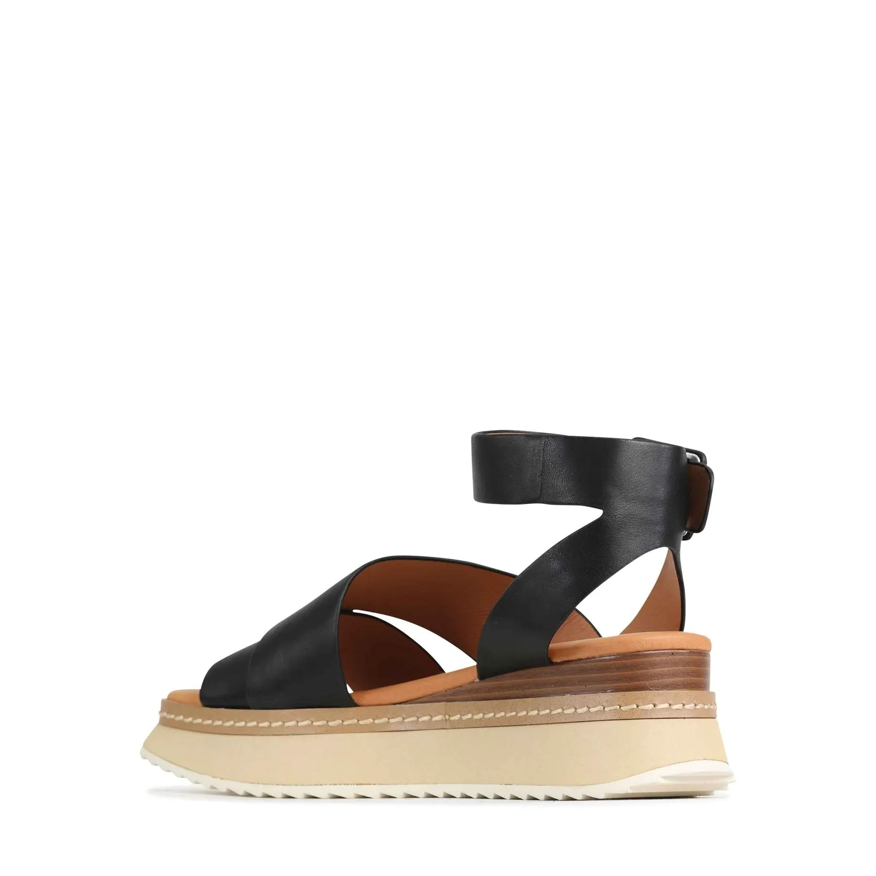 TONALITY LEDER PLATTFORM SANDALEN