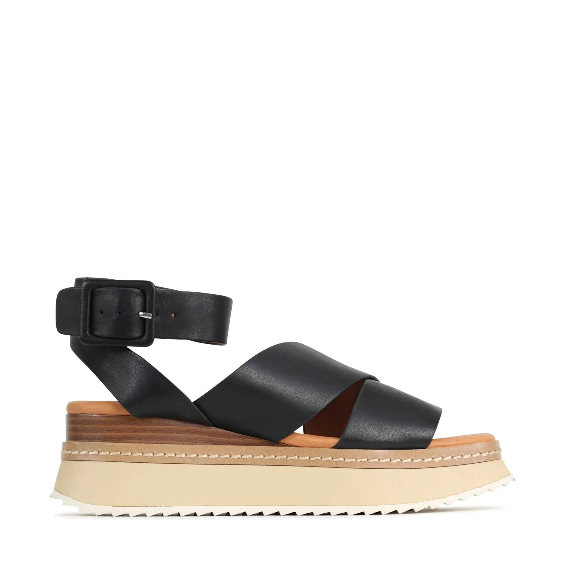 TONALITY LEDER PLATTFORM SANDALEN