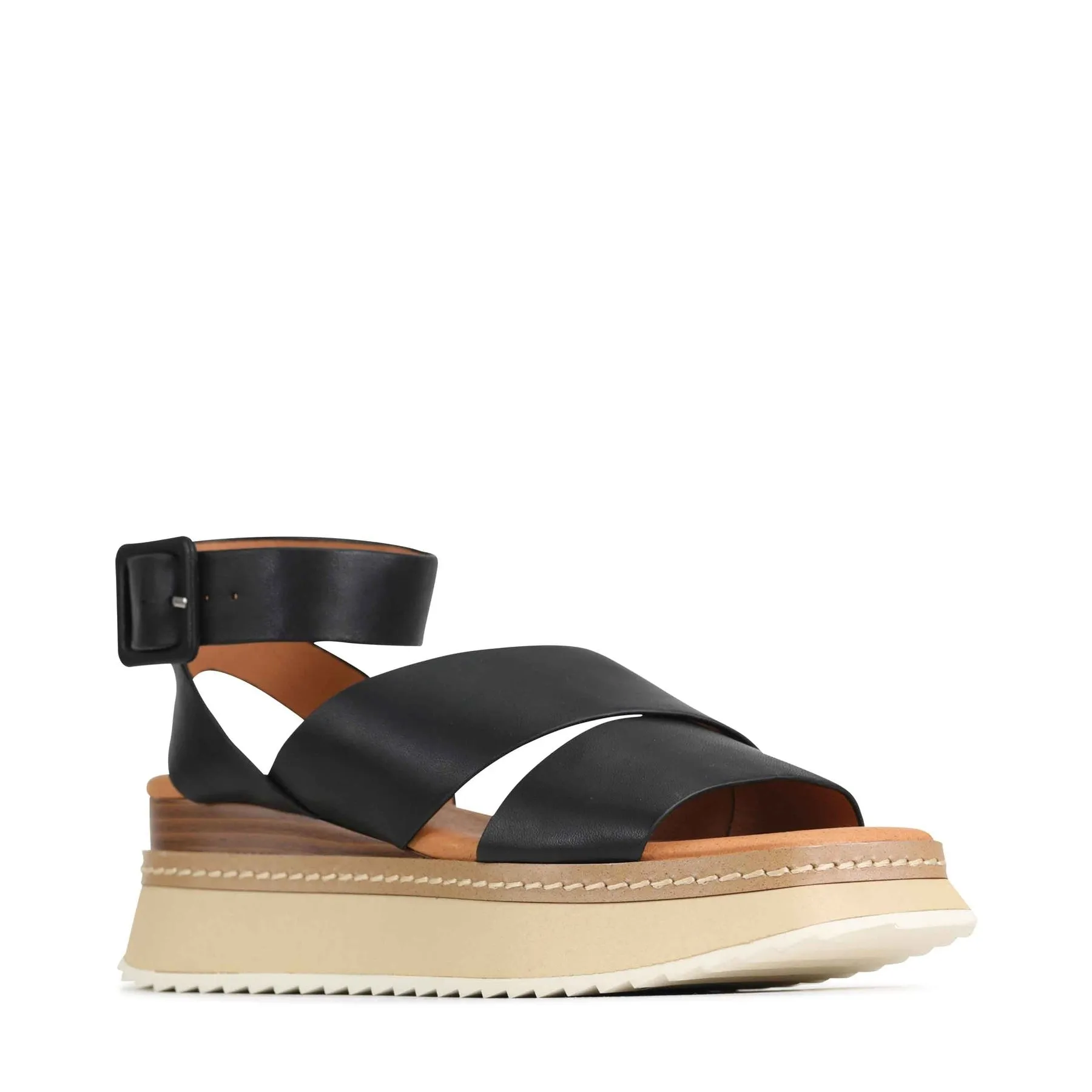 TONALITY LEDER PLATTFORM SANDALEN