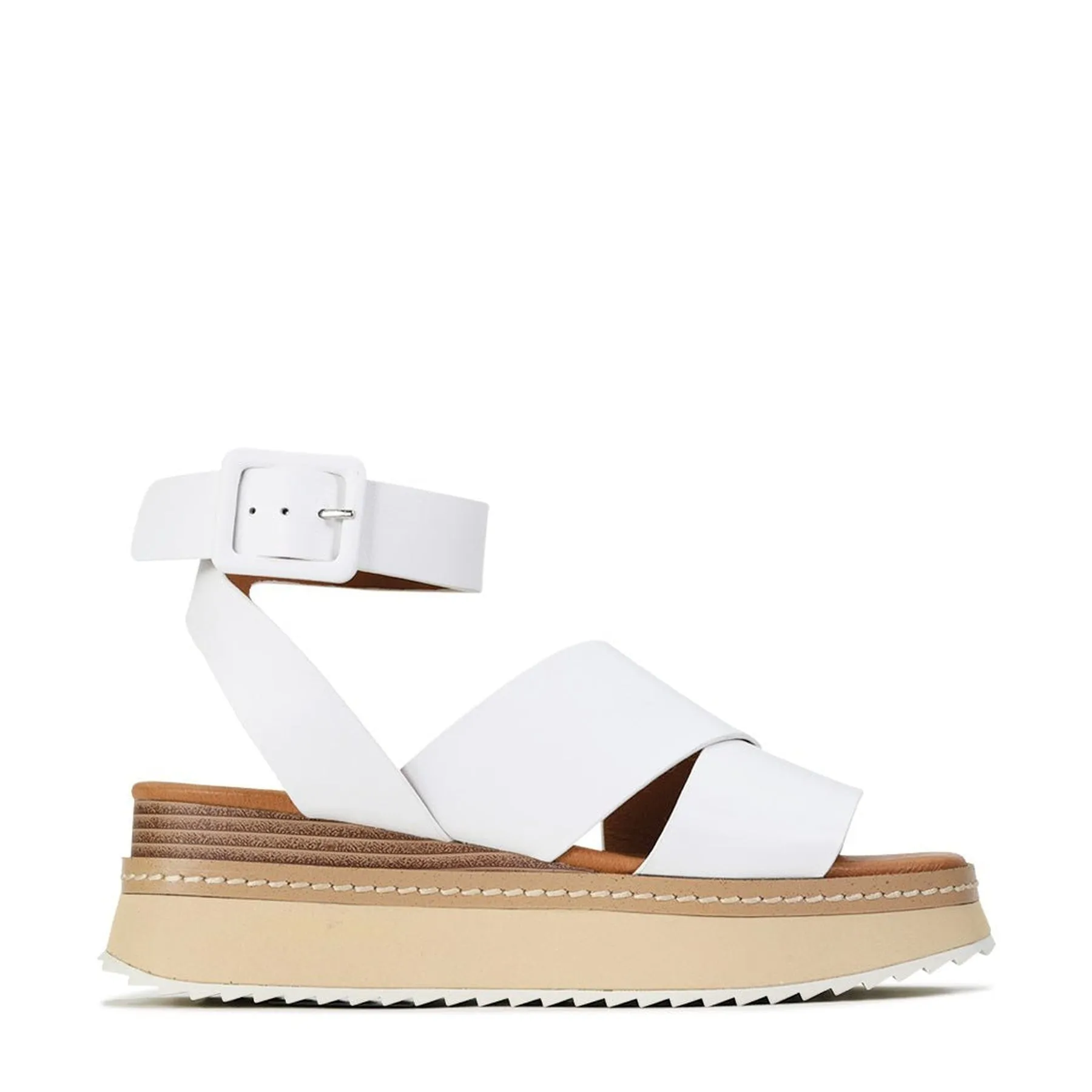TONALITY LEDER PLATTFORM SANDALEN