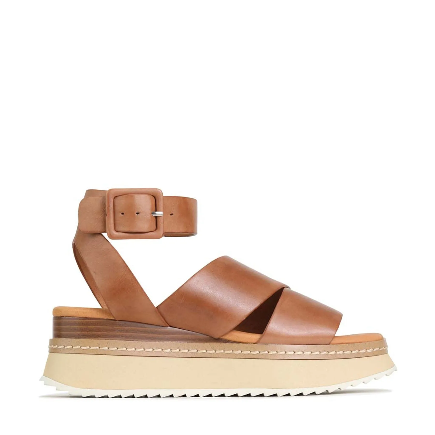TONALITY LEDER PLATTFORM SANDALEN