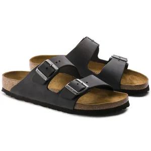 Unisex Arizona Sandale aus geöltem Leder - Schmal in Schwarz