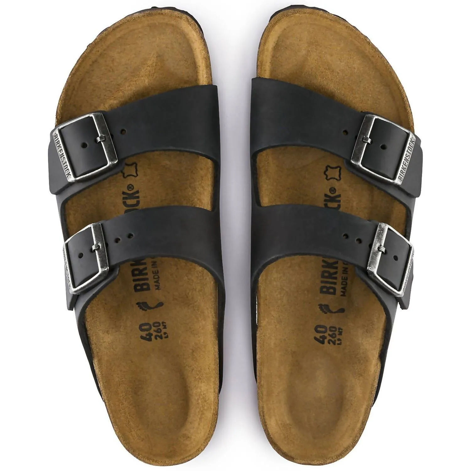 Unisex Arizona Sandale aus geöltem Leder - Schmal in Schwarz