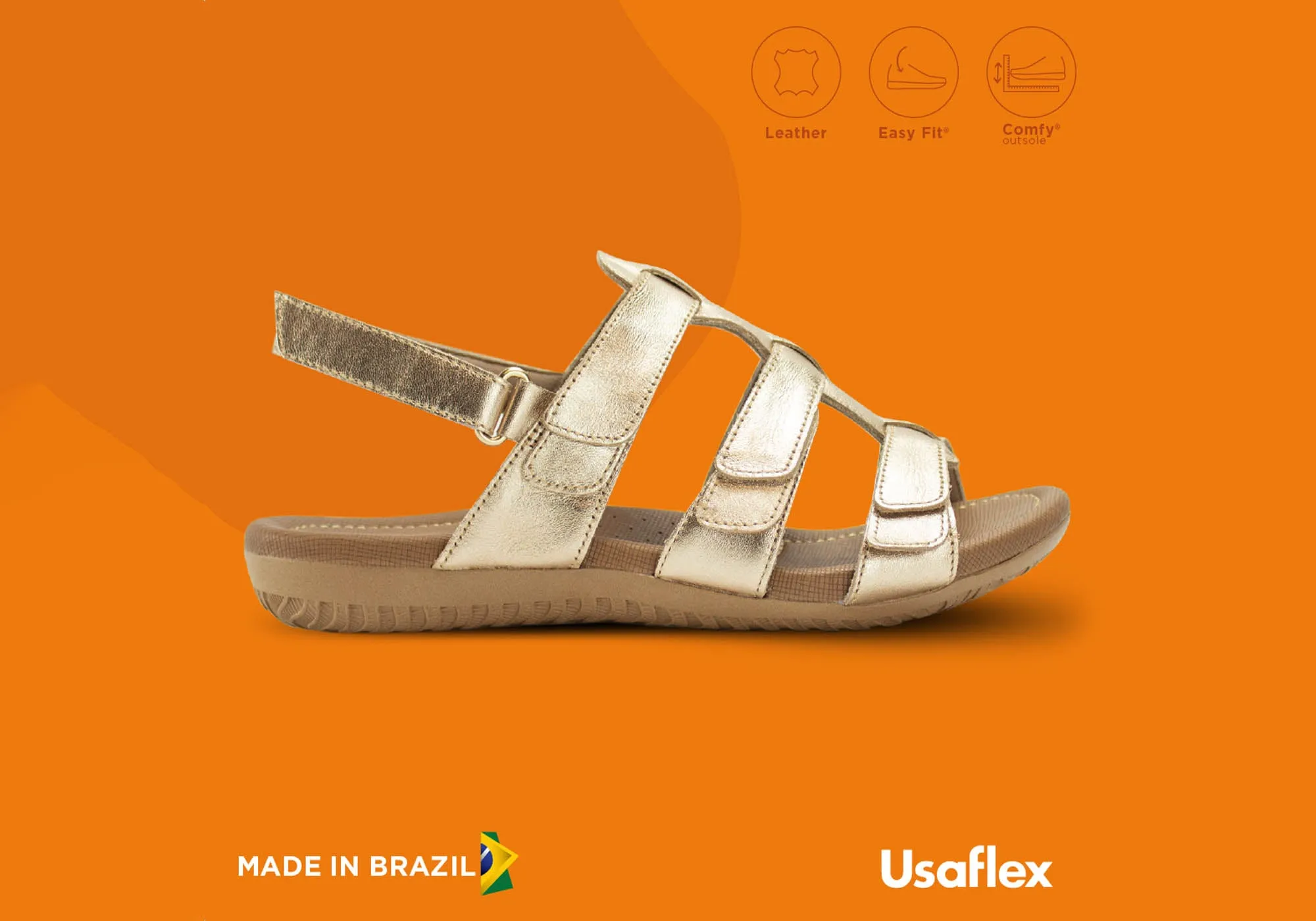 Usaflex Lani Damen Komfort Sandalen mit Polsterung aus Leder, hergestellt in Brasilien Usaflex Schuhe