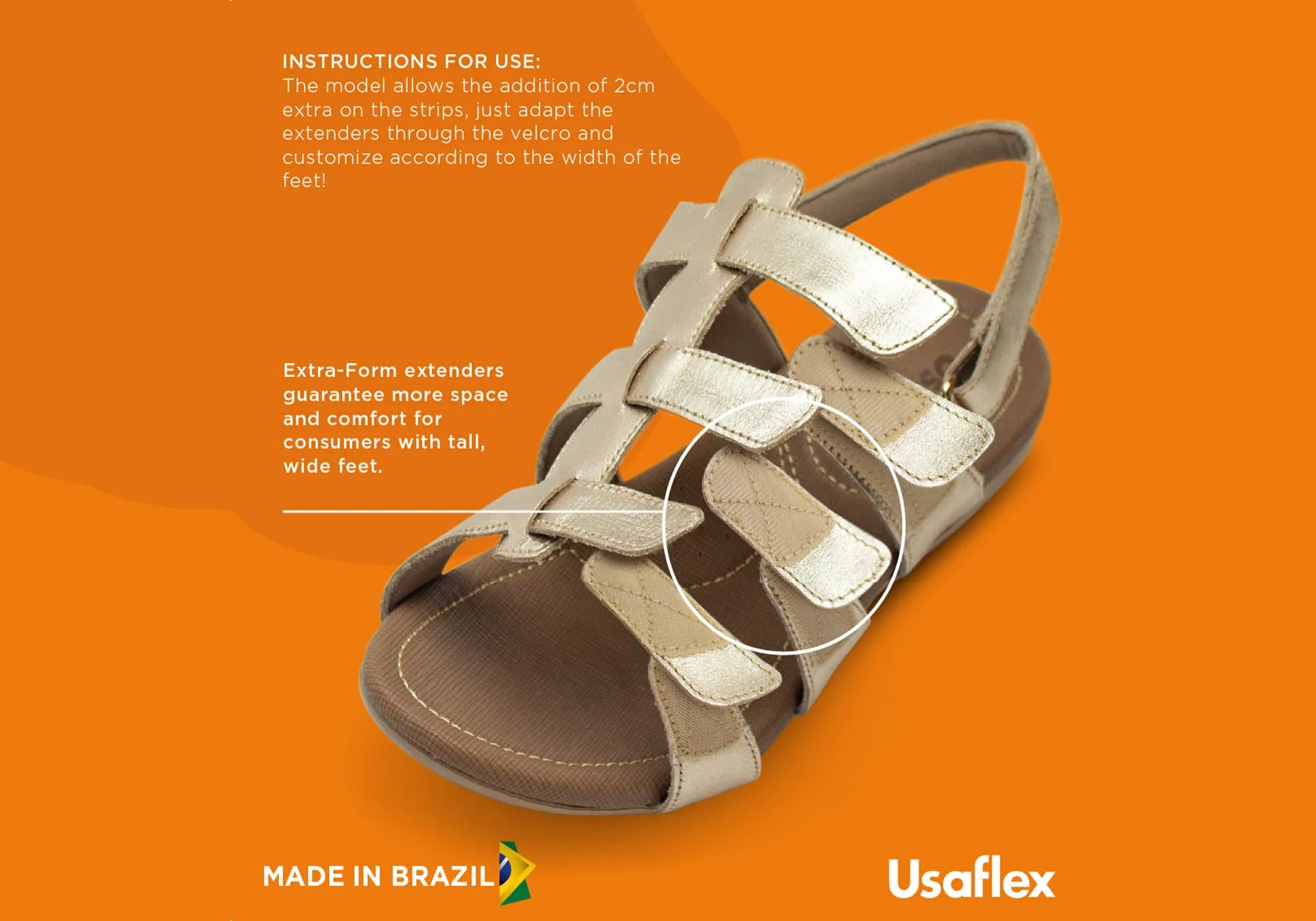Usaflex Lani Damen Komfort Sandalen mit Polsterung aus Leder, hergestellt in Brasilien Usaflex Schuhe